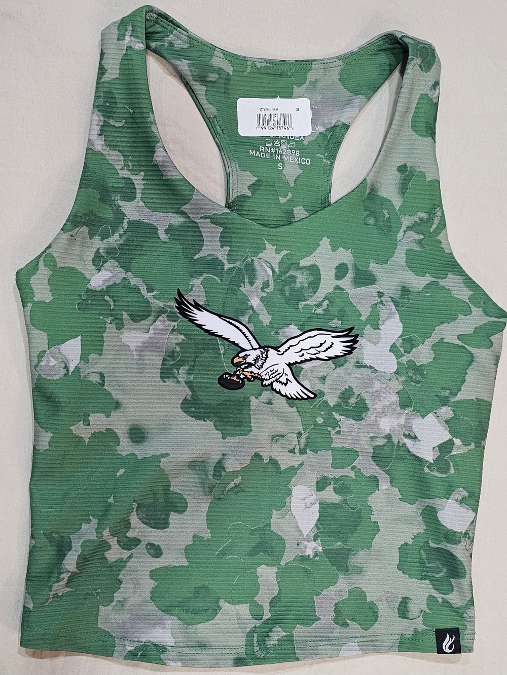 Green Camo Racerback Crop Tank with NFL Eagles Graphic Womens Small